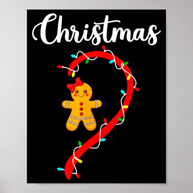 Merry Christmas Gingerbread Couples Xmas Pajamas M Poster (Front)
