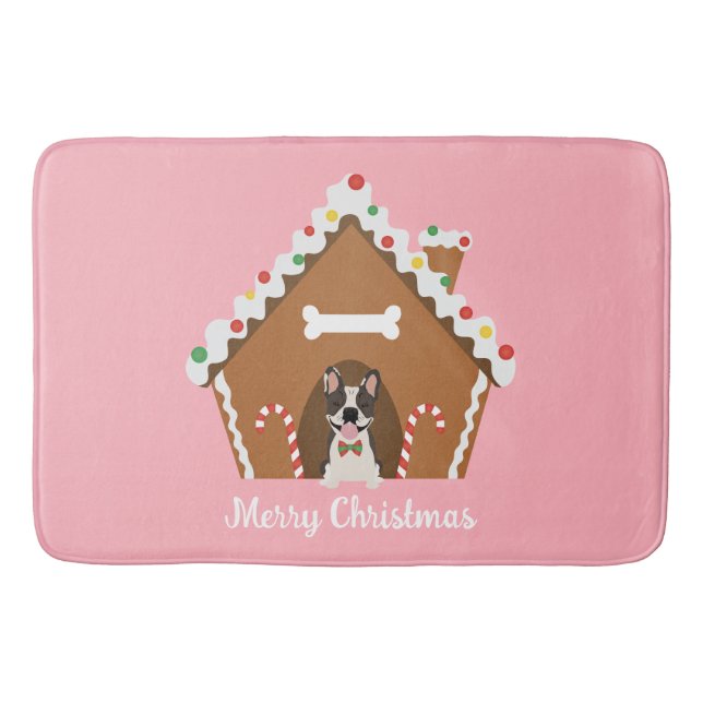 Merry Christmas Gingerbread Dog House Bath Mat (Front)