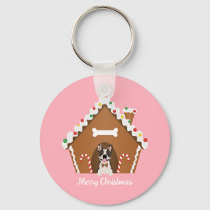 Merry Christmas Gingerbread Dog House Keychain