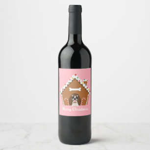 Merry Christmas Gingerbread Dog House Wine Label