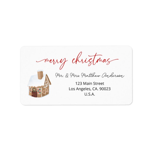 Merry Christmas Gingerbread Holiday Address Label (Front)