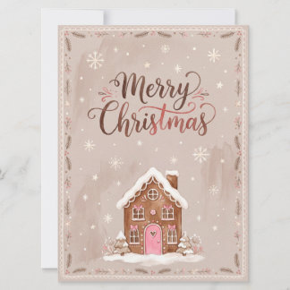 Merry Christmas Gingerbread House Holiday Card