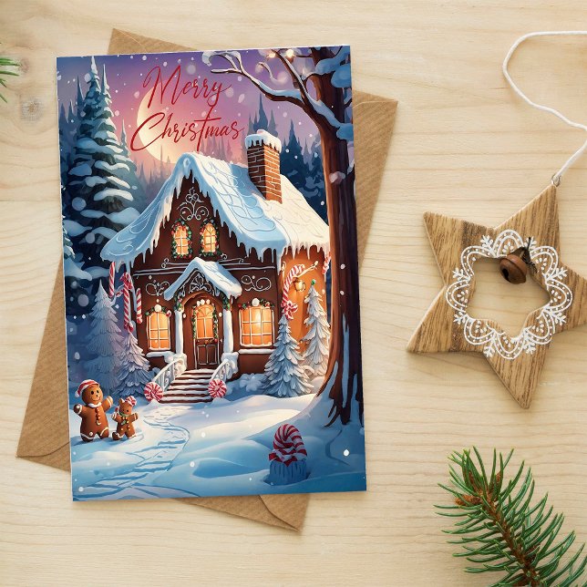 Merry Christmas Gingerbread House Holiday Card (Creator Uploaded)