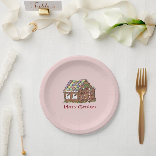 Merry Christmas Gingerbread House Holiday Party Paper Plate (Wedding)