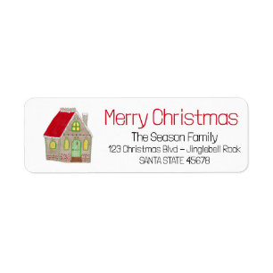 Merry Christmas Gingerbread house Label