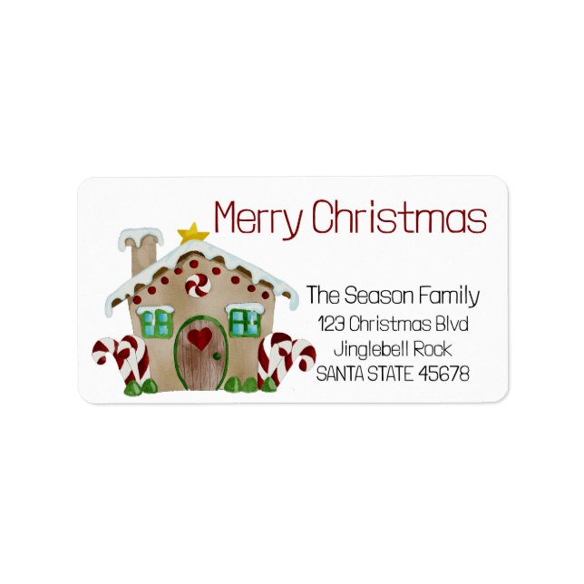 Merry Christmas Gingerbread house Label (Front)