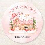 Merry Christmas Gingerbread House Paper Coaster<br><div class="desc">Add a sprinkle of magic to your festive table setting with our Gingerbread House Christmas Party Paper Coasters. The perfect blend of whimsy and classic holiday charm,  these enchanting paper coasters are sure to catch everyone's eye. Matching items in our Gingerbread House Christmas Collection</div>
