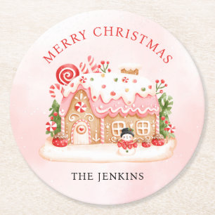 Merry Christmas Gingerbread House Paper Coaster