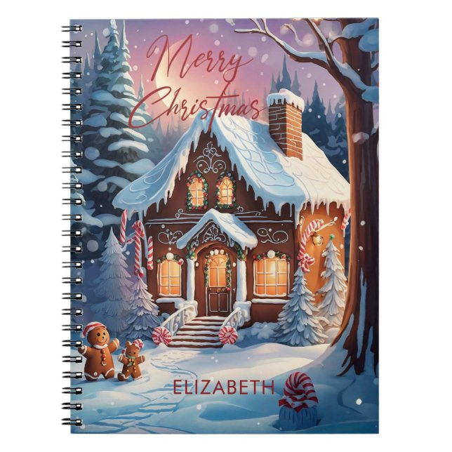 Merry Christmas Gingerbread House Personalized  Notebook (Front)