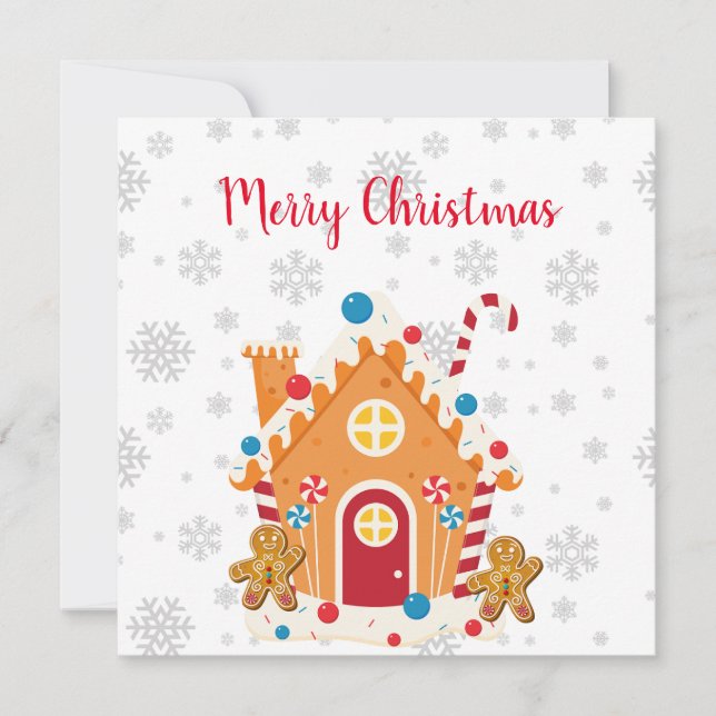 Merry Christmas Gingerbread House with Gingerbread Invitation (Front)