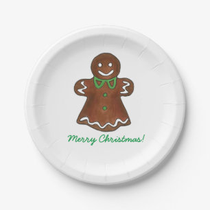 Merry Christmas Gingerbread Lady Cookie Plates