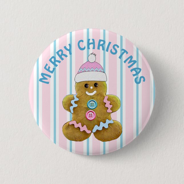 Merry Christmas Gingerbread man 2 Inch Round Button (Front)