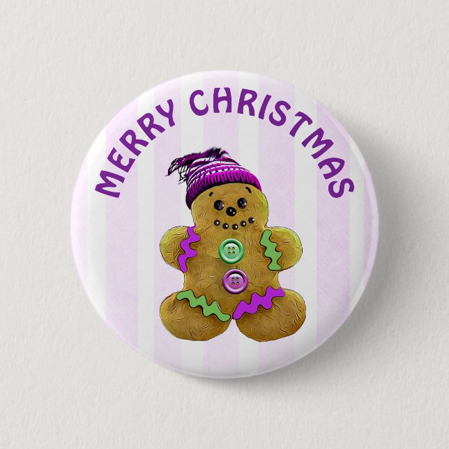 Merry Christmas Gingerbread man 2 Inch Round Button (Front)