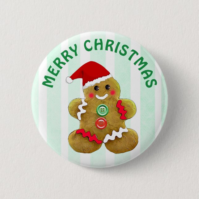 Merry Christmas Gingerbread man 2 Inch Round Button (Front)
