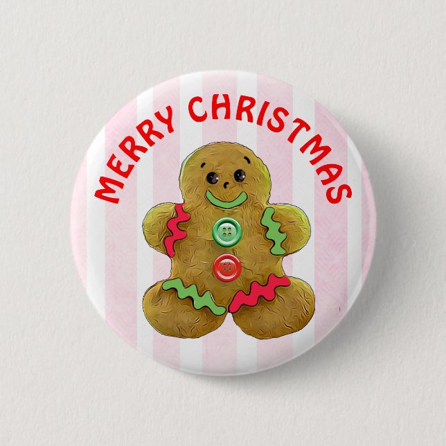 Merry Christmas Gingerbread man 2 Inch Round Button (Front)