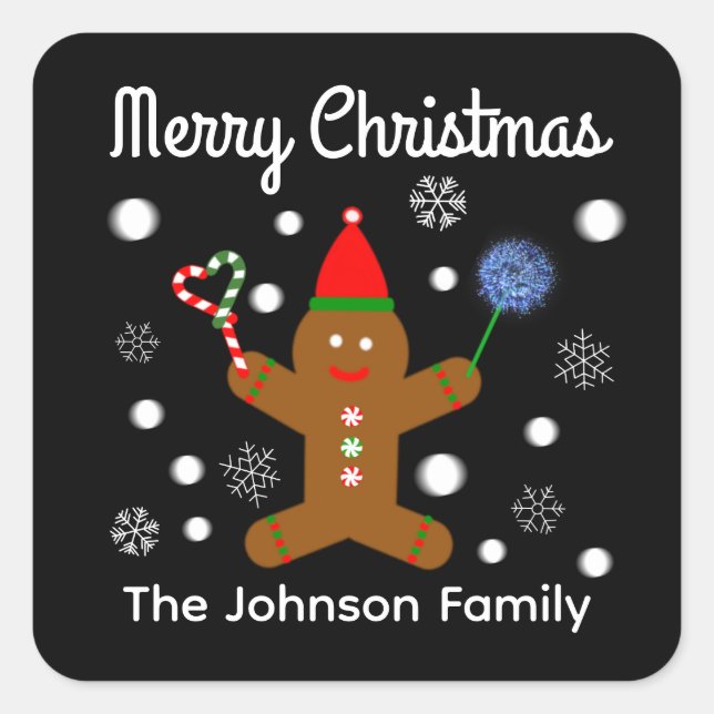 Merry Christmas Gingerbread Man #2 Stickers (Front)