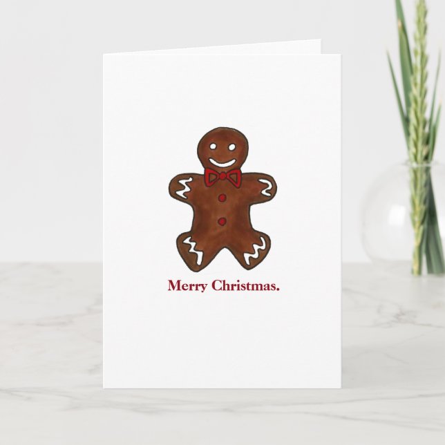 Merry Christmas Gingerbread Man Cookie Holiday Card (Front)