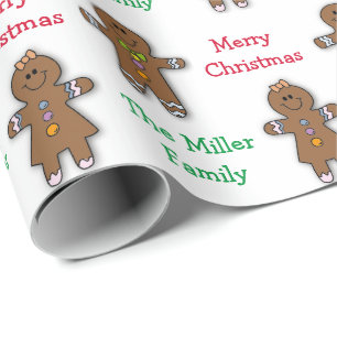 Merry Christmas Gingerbread Man Custom Wrapping Paper