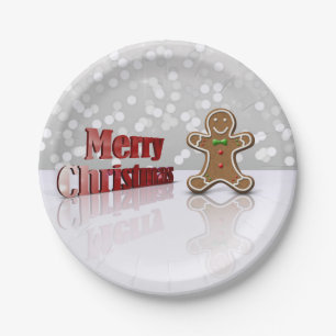 Merry Christmas Gingerbread Man Paper Plate