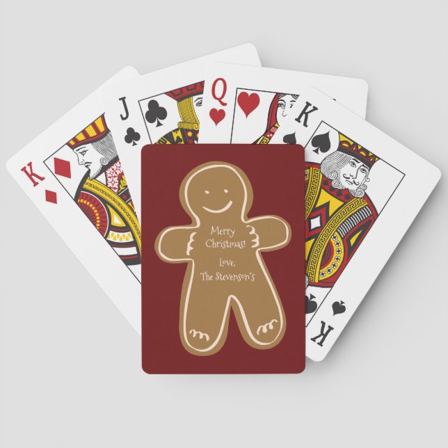 Merry Christmas Gingerbread Man Personalized Playing Cards (Back)