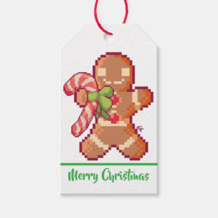 Merry Christmas, GingerBread man, Pixel Art Gift Tags