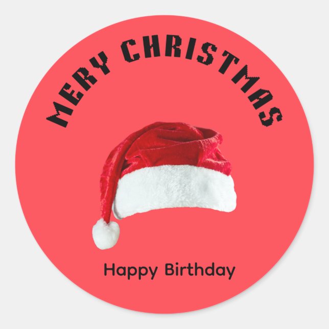 Merry Christmas Gingerbread Man with Santa Hat Vec Classic Round Sticker (Front)