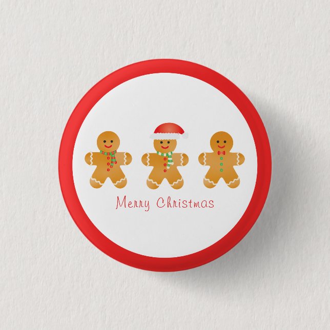 Merry Christmas Gingerbread Men 1 Inch Round Button (Front)