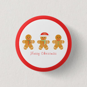 Merry Christmas Gingerbread Men 1 Inch Round Button