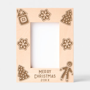 Merry Christmas Gingerbread Men Family Photo Etched Frames