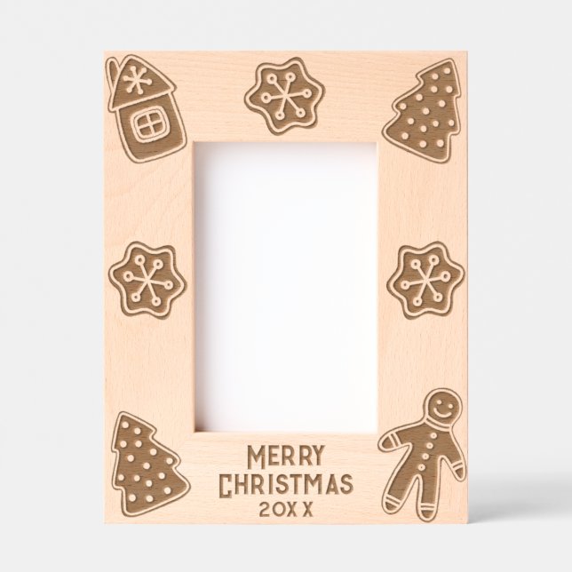 Merry Christmas Gingerbread Men Family Photo Etched Frames (Front)