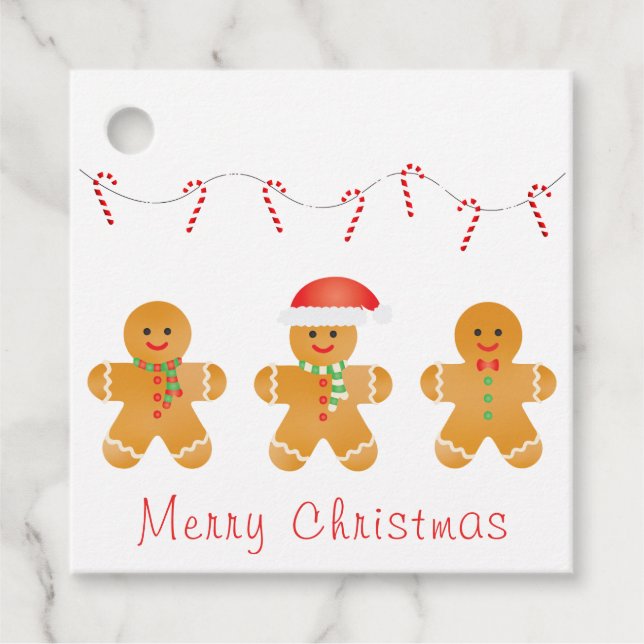 Merry Christmas Gingerbread Men Favour Tags (Front)