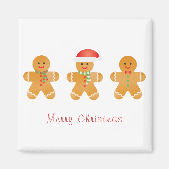 Merry Christmas Gingerbread Men Magnet (Front)