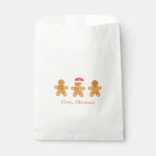 Merry Christmas Gingerbread Men Santa Hat Favour Bag