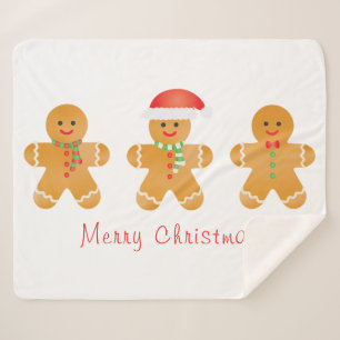 Merry Christmas Gingerbread Men Sherpa Blanket