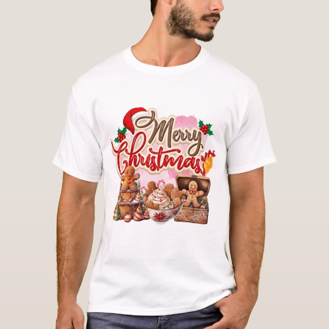 Merry Christmas Gingerbread Sweets Galore T-Shirt (Front)