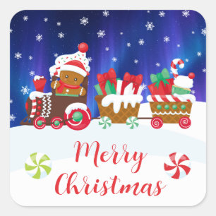 Merry Christmas – Gingerbread Train Square Sticker
