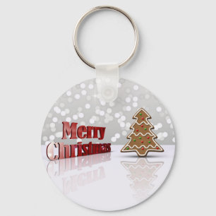 Merry Christmas Gingerbread Tree Keychain