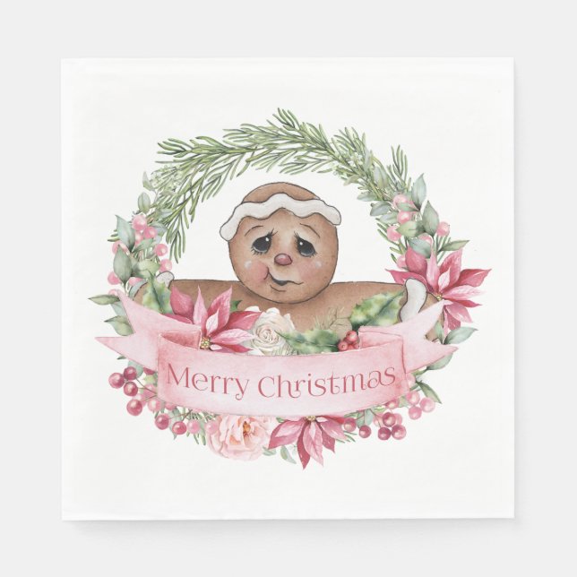 Merry Christmas Gingerbread Wishes Napkin (Front)