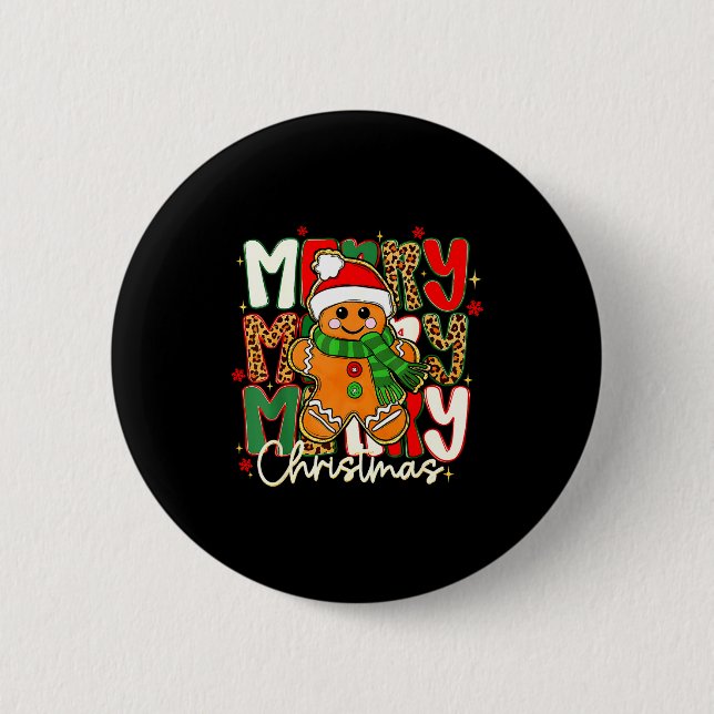 Merry Christmas Gingerbread Xmas Coquette Tis The  2 Inch Round Button (Front)