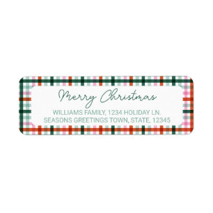 Merry Christmas Gingham Return Address