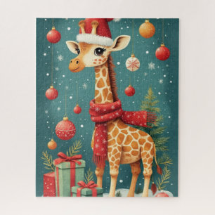 Merry Christmas Giraffe Jigsaw Puzzle