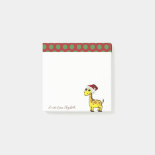 Merry Christmas,Giraffe Santa Hat -Personalized Post-it Notes