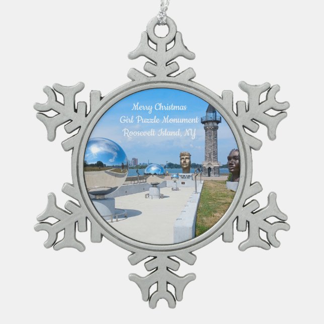 Merry Christmas Girl Puzzle Mon. ornament (Front)