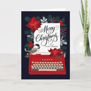 Merry Christmas Girlfriend Vintage Typewriter Card