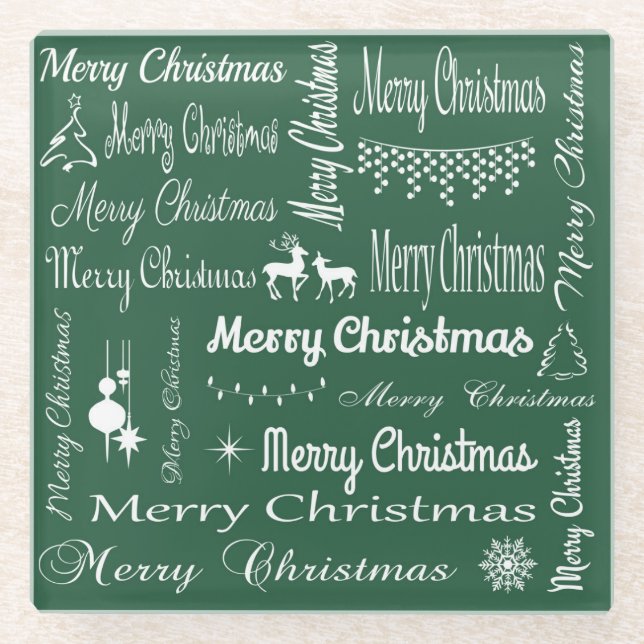 Merry Christmas Glass Coaster (Front)