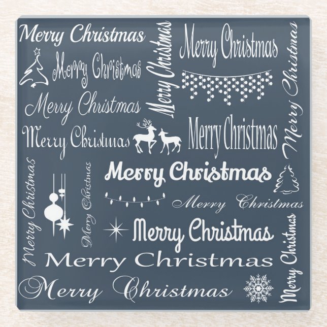 Merry Christmas Glass Coaster (Front)