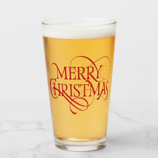 Merry Christmas Glass Cup (Front Filled)