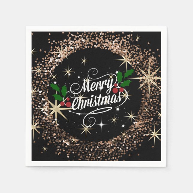 Merry Christmas glitter and shine holiday design Napkin (Front)