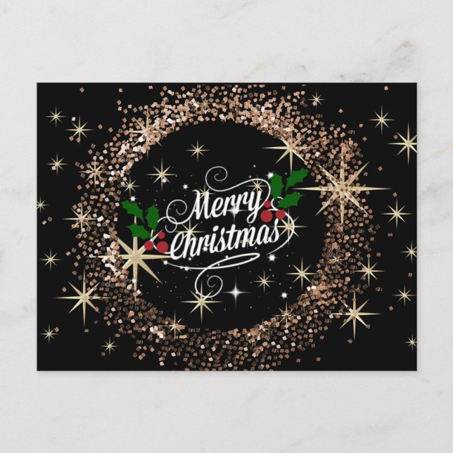 Merry Christmas glitter and shine, holiday design Postcard (Front)