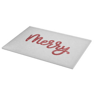 Merry Christmas Glitter Holiday  Cutting Board